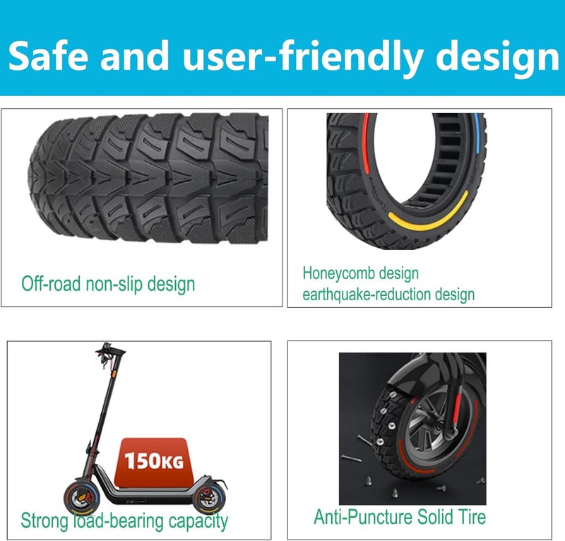 TOCBEUU 9.5x2.5-6.1 Solid Tires for Electric Scooter: Off-Road Replacement Wheels, Tubeless Rubber Tyre for NIU KQi3 Pro/Max/Sport Electric Scooter- Black(1PCS) - Image 4